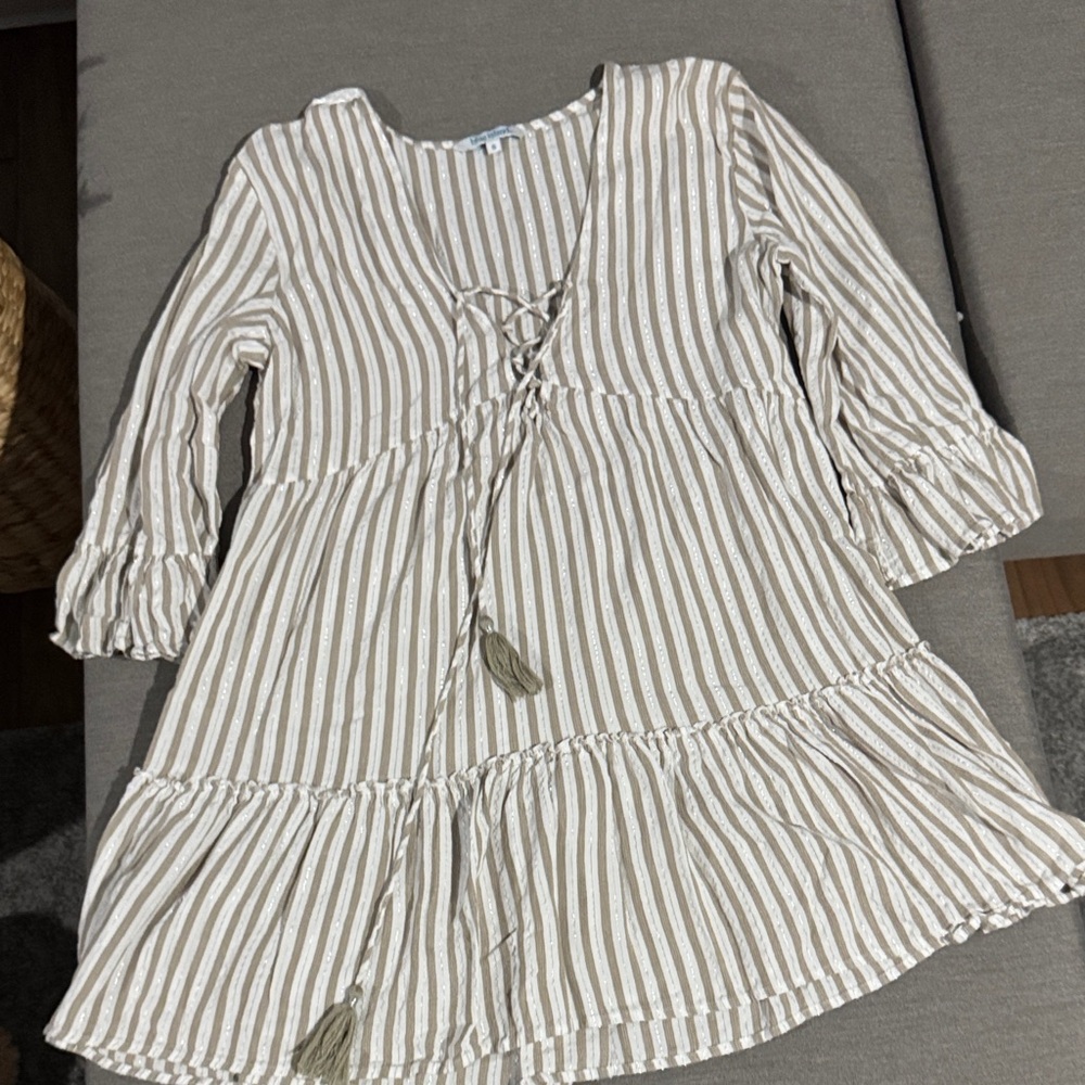 Striped Cream and Tan beach dress
